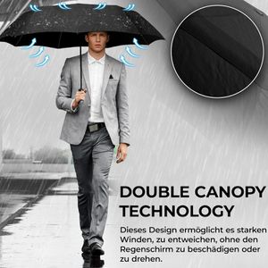 Produktbild für Regenschirm Wilford&amp;Sons Doppeldach, schwarz, sturmfest