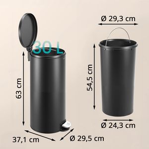 Produktbild für Mülleimer Songmics LTB031BZ02, tintenschwarz