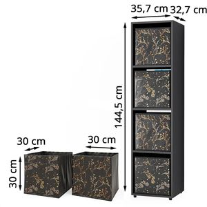 Produktbild für Bücherregal Vicco Ludus, schwarz, mit 2 Faltboxen