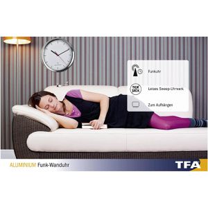 Produktbild für Wanduhr TFA 60.3530, Edelstahl, analog, Funkuhr