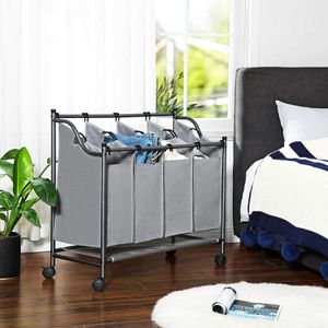 Produktbild für Wäschekorb Songmics LSF005GS, grau, mit 4 Fächern