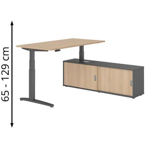 Schreibtisch Hammerbacher XBHM, 30999, eiche, mit Sideboard