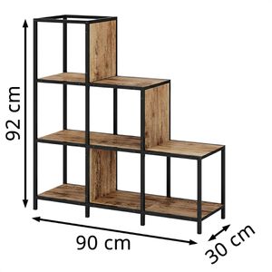 Produktbild für Bücherregal Vicco Fyrk, schwarz / dunkelbraun
