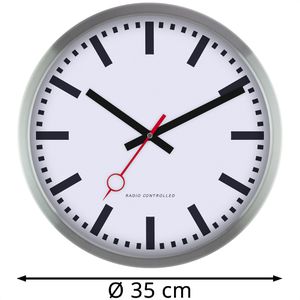 Produktbild für Wanduhr Eurotime 59530-07, Metall, analog, Funkuhr