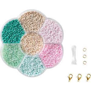 Produktbild für Perlen Folia 12908 Rocailles Set, pastell, in Box