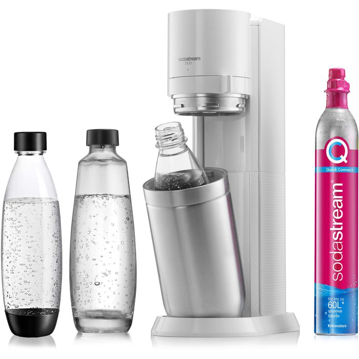 Sodastream Wassersprudler Duo, weiß, mit 1 Glasflasche, 1  Kunststoffflasche, 1 Zylinder – Böttcher AG