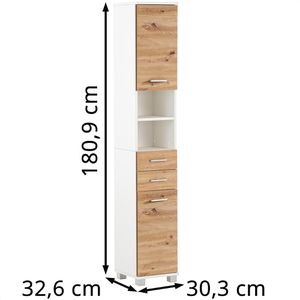 Produktbild für Badschrank Schildmeyer Palermo 157660, 4 Füße, eiche / weiß