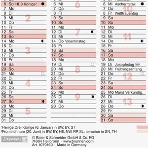 Produktbild für Tafelkalender Brunnen 1070160007, rot