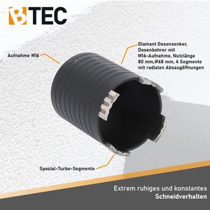 Produktbild für Bohrkrone BTEC Diamant Dosensenker, M16