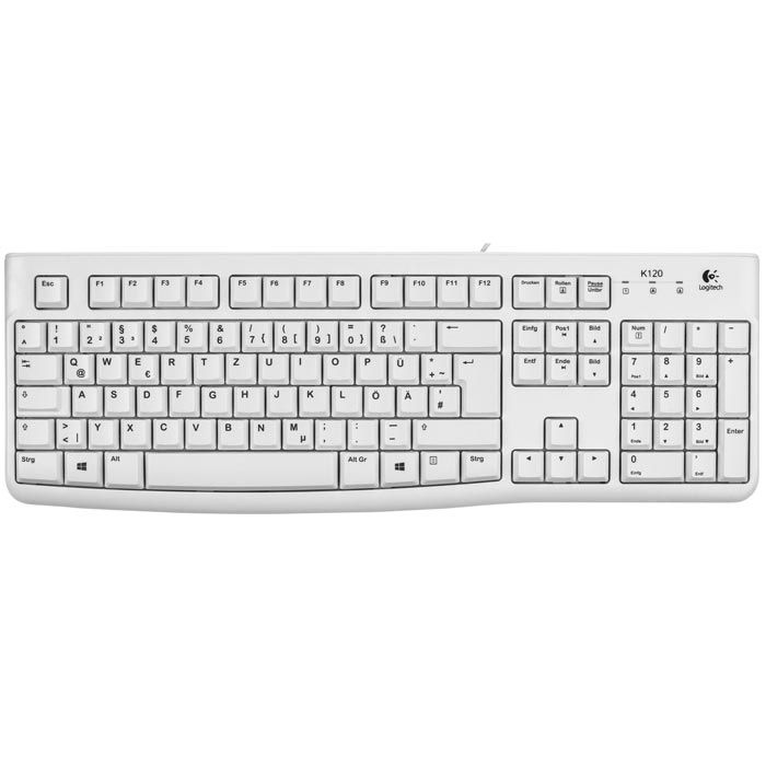 Keyboard K120, Böttcher Standard, – AG Tastatur USB, weiß Logitech
