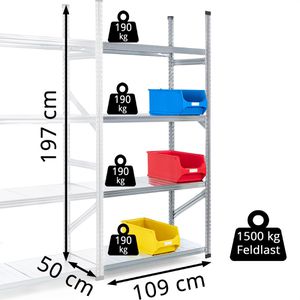 Produktbild für Anbauregal GEWE 510A4R, 4 Metallböden