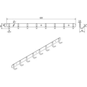 Produktbild für Garderobenleiste SO-TECH Samu, 127888, silber