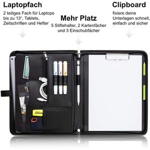 Produktbild für Schreibmappe Vebon Rom, phantomgrau, Kunstleder