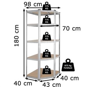 Produktbild für Schwerlastregal Monzana 108550, 5 Holzböden