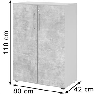 x aus Hammerbacher x 9, 110 lichtgrau Böttcher beton 42cm, abschließbar, – 80 / AG Aktenschrank Serie Türen, mit Holz,
