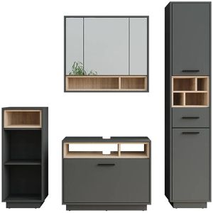Badmöbel-Set Vicco Beatrice, anthrazit / sonoma eiche,4-teilig