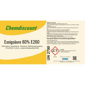 Produktbild für Essigsäure WHC Lebensmittelqualität E260, 80%