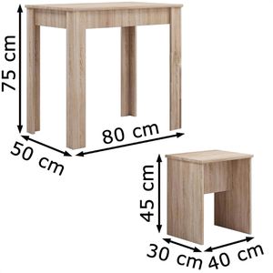 Produktbild für Esstisch VCM Esal L,914408, sonoma eiche, 3-teilig