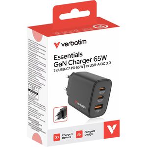 Produktbild für USB-Ladegerät Verbatim Essentials 32352, GaN, 65 Watt