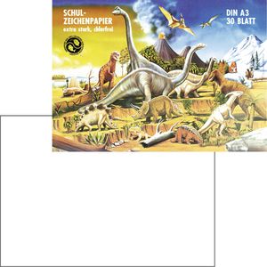 Ursus Zeichenblock 8404000 Dinosaurier, A3, 120 g/m², weiß, 30 Blatt