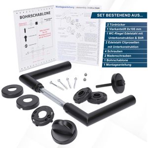 Produktbild für Drückergarnitur Alpertec Fair I-R WC, schwarz