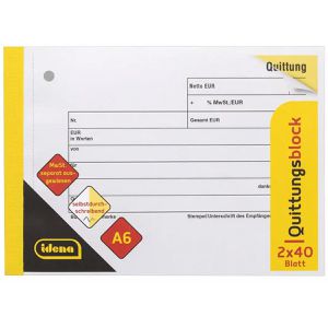 Produktbild für Quittungsblock Idena 10849, MwSt. separat