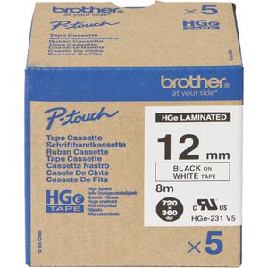 Produktbild für Schriftband Brother HGe-231V5, 12mm