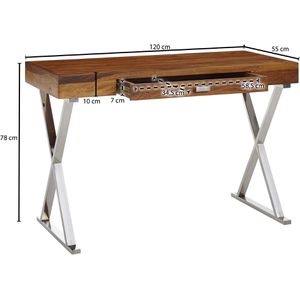 Produktbild für Schreibtisch Wohnling WL6.539, sheesham / silber