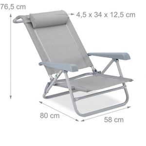 Produktbild für Campingstuhl Relaxdays 10026478, grau, bis 120 kg