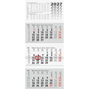 Produktbild für 3-Monatskalender Brunnen 1070213807, grau, mit Ferienübersicht