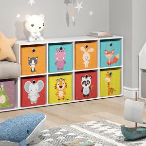 Produktbild für Bücherregal Vicco Scutum, weiß, mit 8 Faltboxen