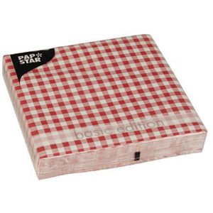 Produktbild für Servietten Papstar 82763 Vichy Karo, rot