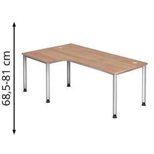 Schreibtisch Hammerbacher H-Serie, nussbaum / silber