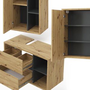 Produktbild für Badmöbel-Set Vicco Viola, artisan eiche, 3-teilig