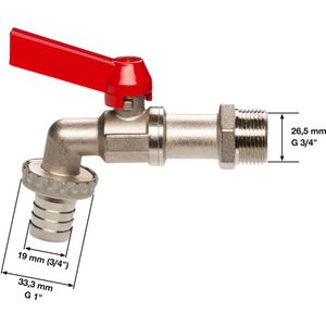 Produktbild für Auslaufventil Gardena 07333-20, Hebelgriff rot, aus Messing