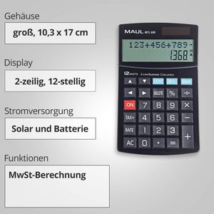 Produktbild für Taschenrechner Maul MTL 600, mit MwSt-Berechnung