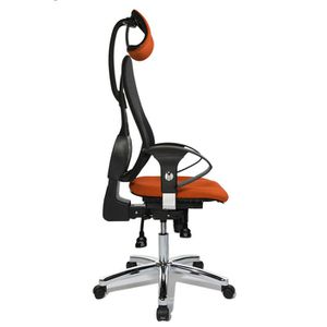 Topstar Bürostuhl Sitness 45, ST99U L54X, orange/schwarz, Stoff/Netz,  Kopfstütze, bis 110 kg – Böttcher AG