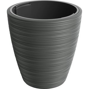 Produktbild für Übertopf Prosperplast Vena Round, dunkelgrau, Ø 30 x 30 cm