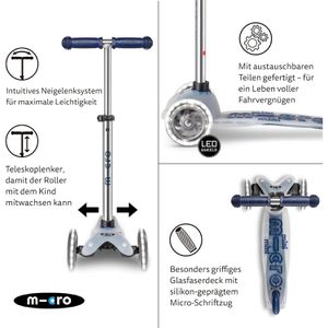 Produktbild für Scooter Micro Mini deluxe, mit 3 Rollen, aus Kunststoff, navy
