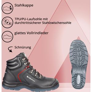 Albatros Sicherheitsschuhe Gravitation Gr. Mid S3, schwarz, AG – Echt Böttcher Herren, Leder, 43 Stiefel