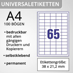 Produktbild für Universaletiketten Europe100 ELA001, weiß