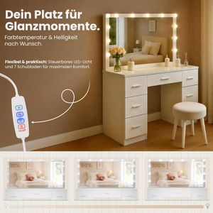 Produktbild für Schminktisch CLP Ginny 324709, mit Beleuchtung