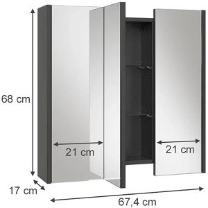 Produktbild für Spiegelschrank Vicco Majest, anthrazit