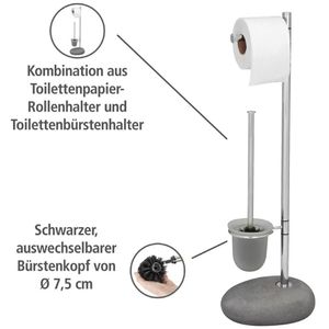 Produktbild für WC-Garnitur Wenko Pebble Stone Grey, 19494100