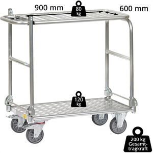 Produktbild für Tischwagen Fetra 91181, ESD, Aluminium, klappbar