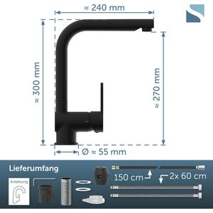 Produktbild für Küchenarmatur Schütte London, schwarz matt