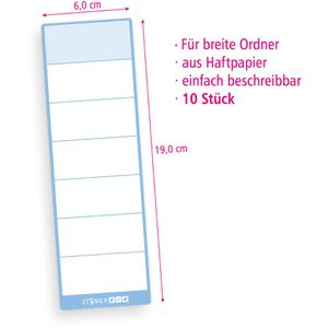 Produktbild für Rückenschilder itenga 33106689, hellblau