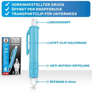 Produktbild für Zeckenzange BluePet Tick Tweezer, 2 Stück