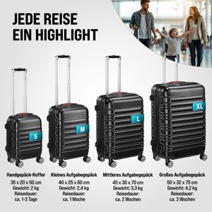 Produktbild für Koffer Monzana schwarz, 4-teilig + Zubehör
