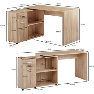 Produktbild für Schreibtisch Wohnling WL5.304, sonoma eiche